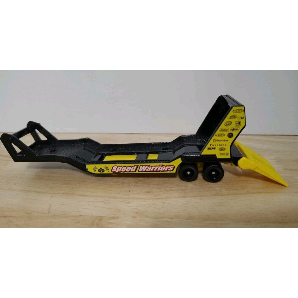 Maisto Die Cast Speed Warriors Car Hauler Trailer Yellow Black With Ramp 7 Inchs